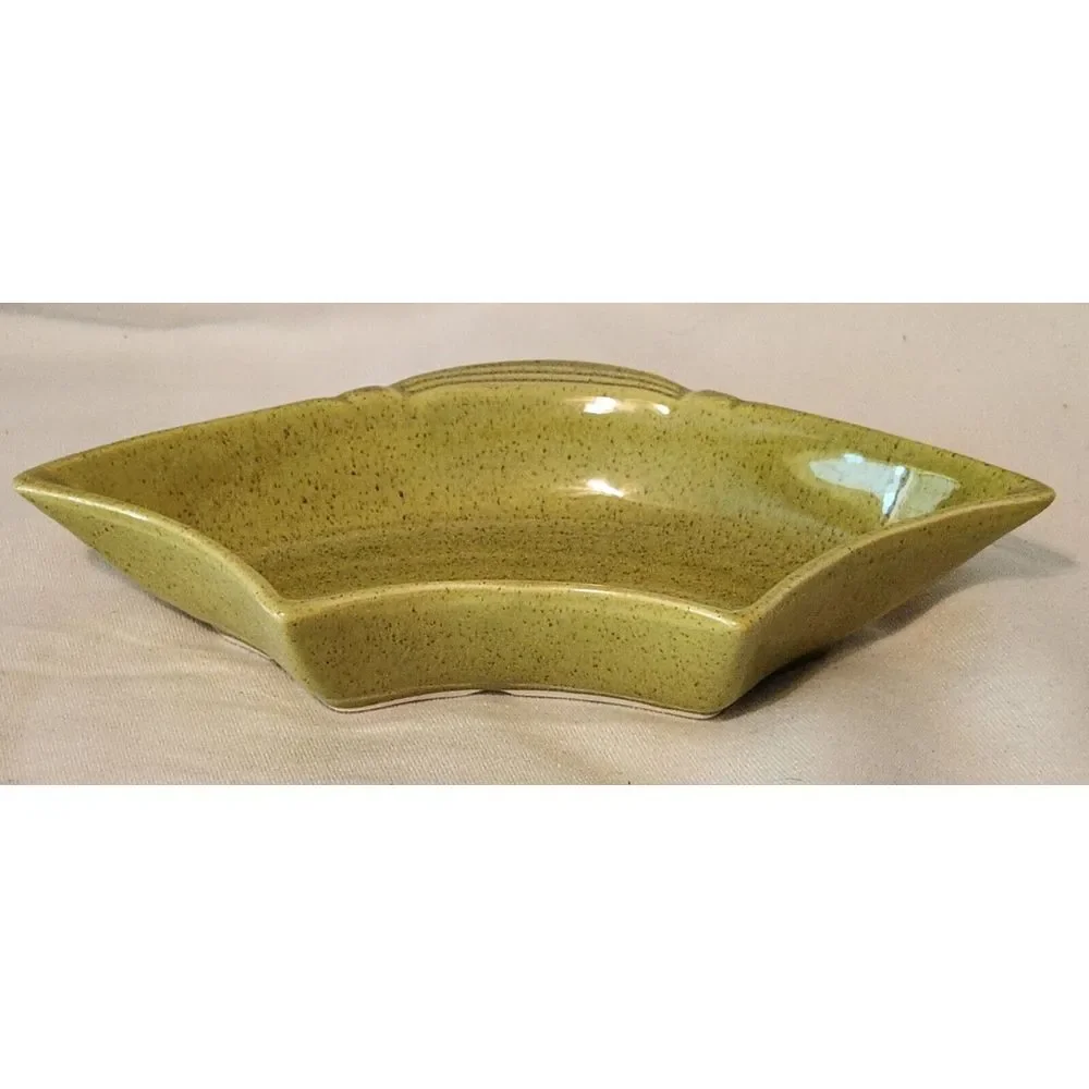 Vtg California‎ Pottery USA Lazy Susan Green Speckled Ceramic Dish 225